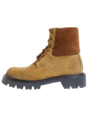 Loewe Sierra Boots Suede Leather Lace Up Short Brown